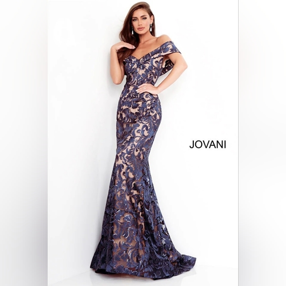 Jovani 24003 - Off Shoulder Lace Evening Dress